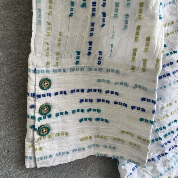 Habitat Lagenlook Tunic Top Large Artsy Art To Wear Textured Clipped Dobby Weave - Picture 3 of 12